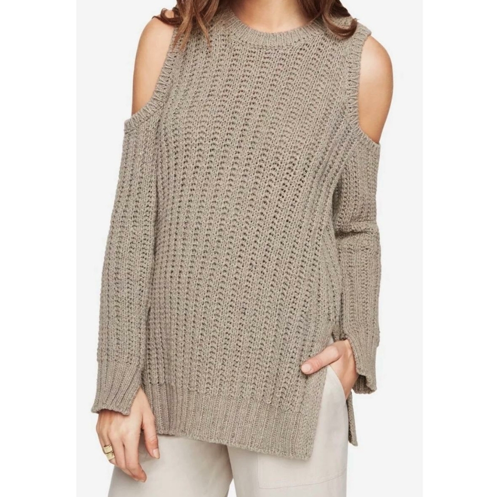 BCBGMaxAzria Beige Off-the-Shoulder Sweater
